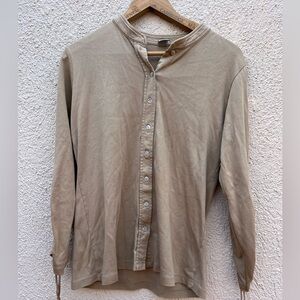 Peruvian connection tan long sleeve Pima cotton shirt